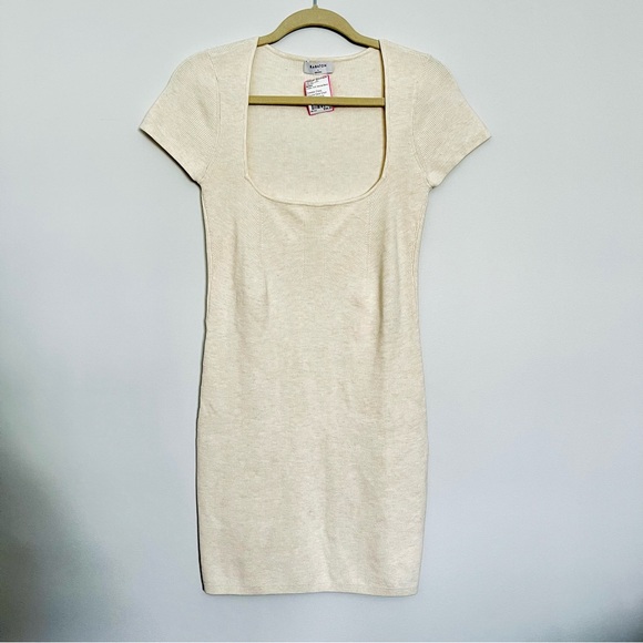 Aritzia Babaton Emerge Mini Dress White Birch Cream Ribbed Bodycon - Picture 9 of 11